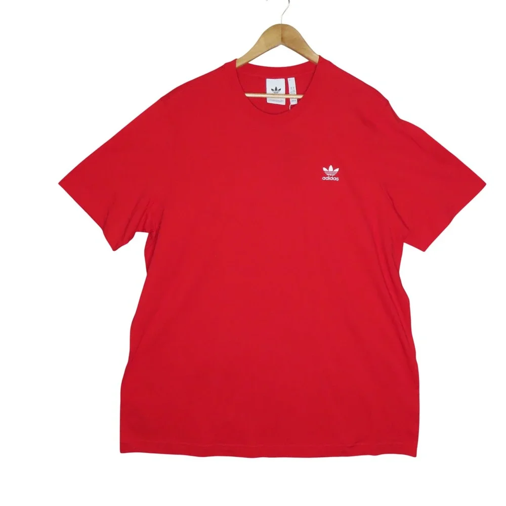 Adidas Originals Essential Tee Men XL Scarlet Red Trefoil Logo NEW - Picture 1 of 13
